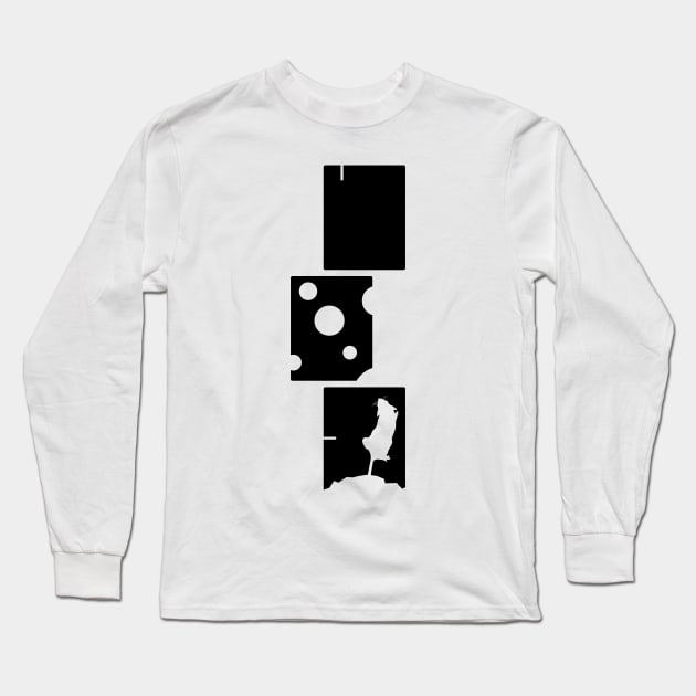 Mouse and Cheese in a abstract cubic reality Long Sleeve T-Shirt by ORENOB